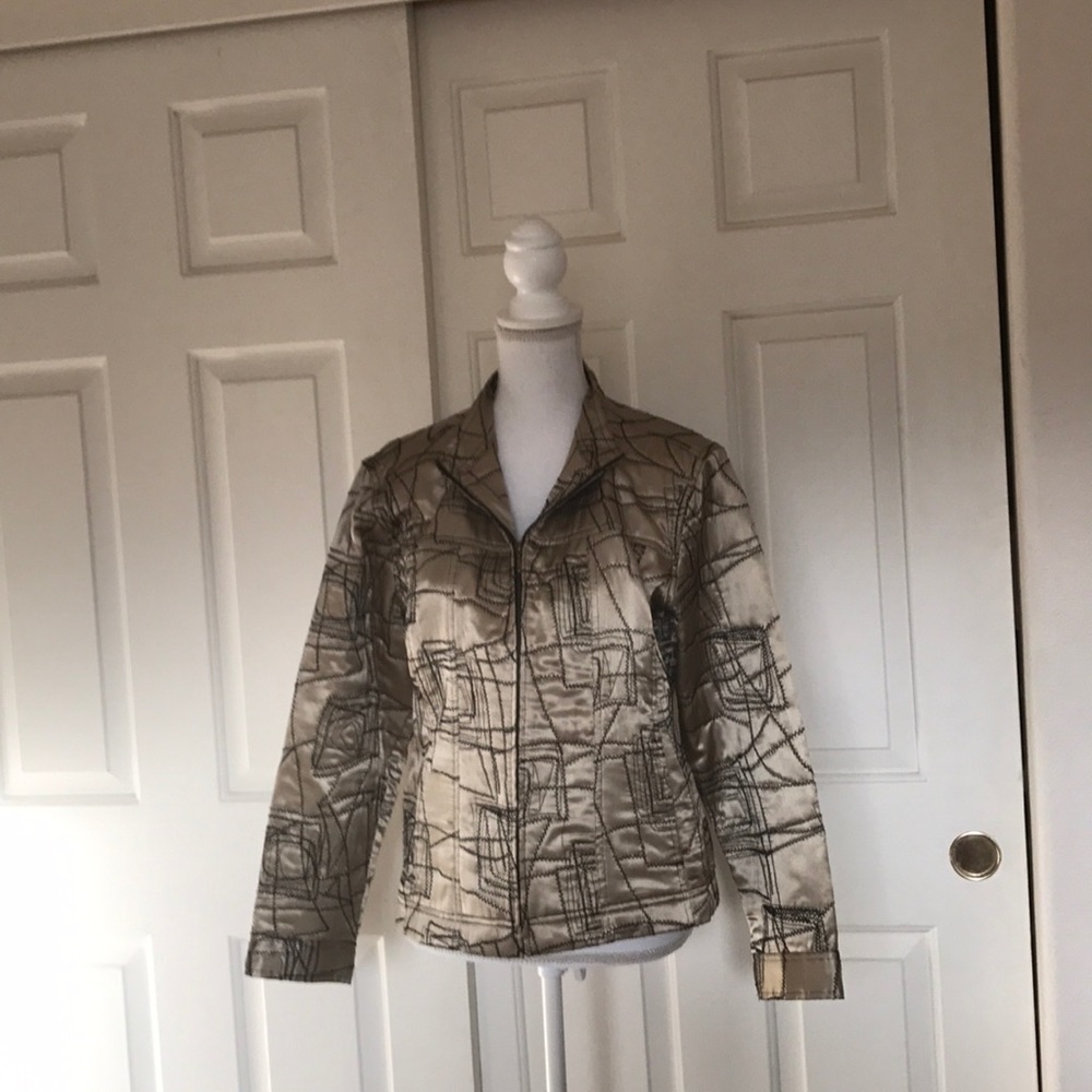Chico's gold  waist length zip up jacket small